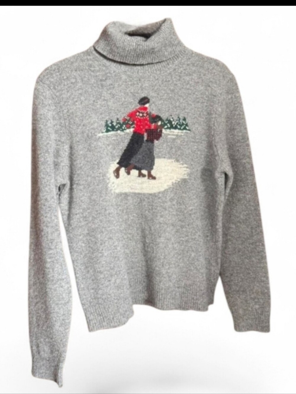 Vintage Ralph Lauren Gray Lambswool Turtleneck Ice Skaters Sweater MP - Picture 13 of 16